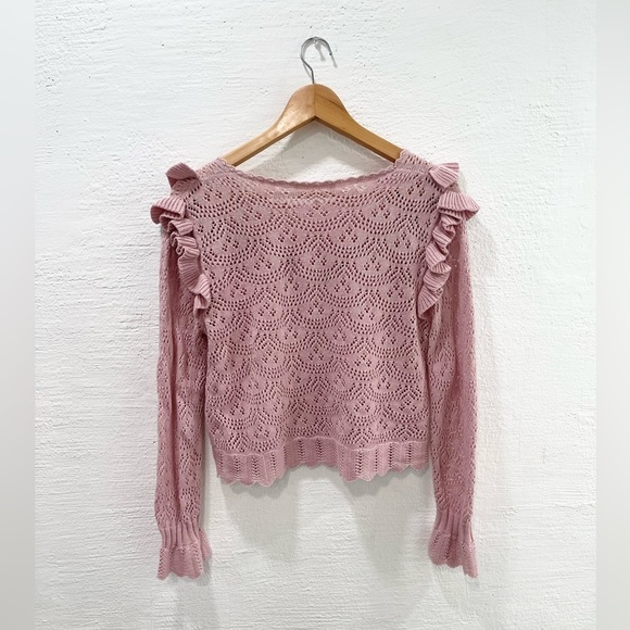 Loveshackfancy Natalie Ruffle Sweater Pink - Picture 6 of 6